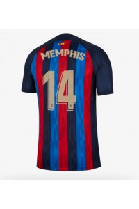 Barcelona Memphis Depay #14 Voetbaltruitje Thuis tenue 2022-23 Korte Mouw